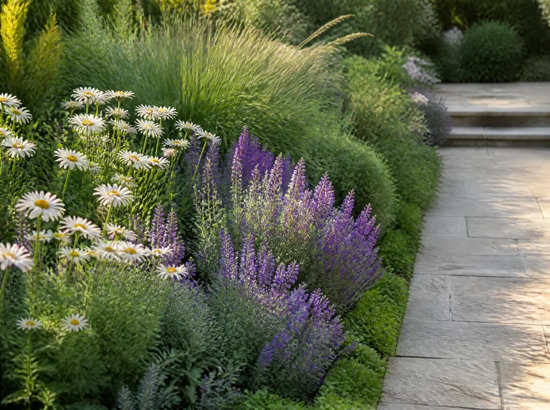 AI-generated flower-border illustration for the fictional garden-business demo.